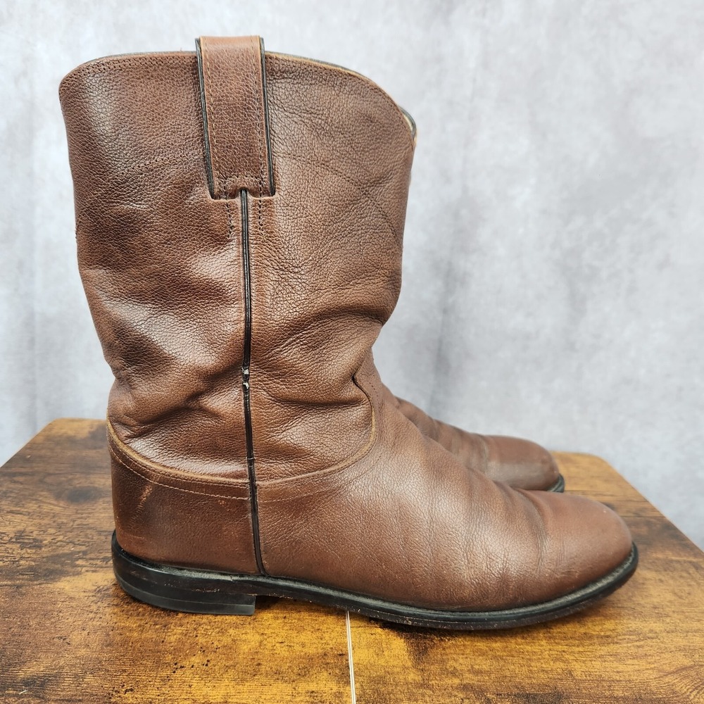 Justin Western Boots‎ Mens 10 Extra Wide Jackson Brown Leather Roper Cowboy 3714